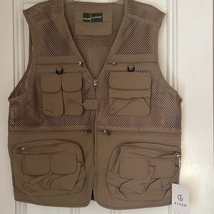 Flygo Mens Mesh Quick Dry Outdoor Work Fishing Travel Photo Vest Multi Pockets L